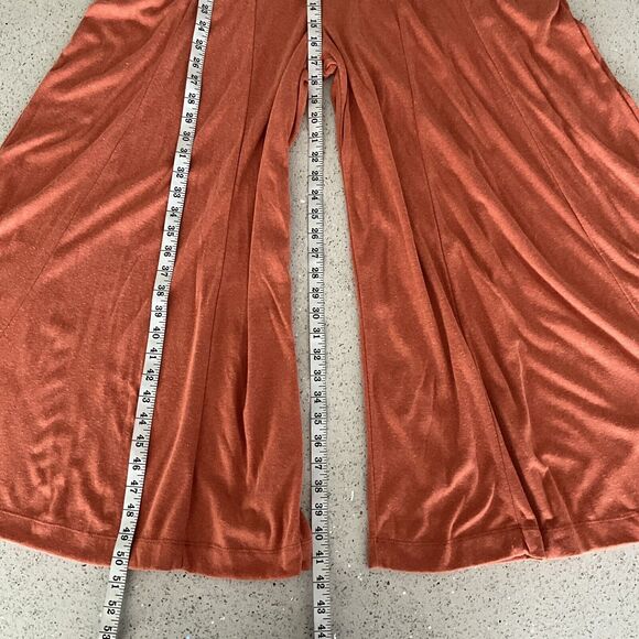 New FP Beach Alice Wide Flare Leg Jumpsuit One-piece Cinnamon Tie Shoulder XS - Picture 8 of 12